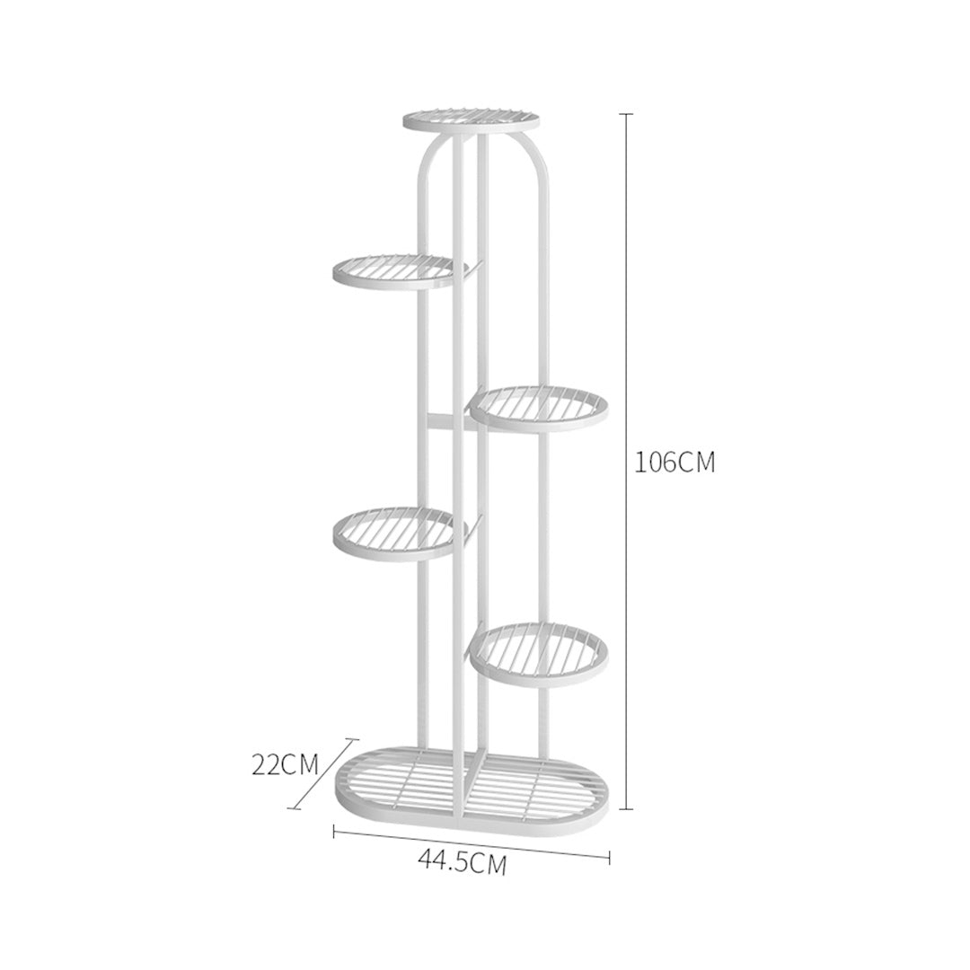 SOGA 2X 6 Tier 7 Pots White Round Metal Plant Rack Flowerpot Storage Display Stand Holder Home Garden Decor