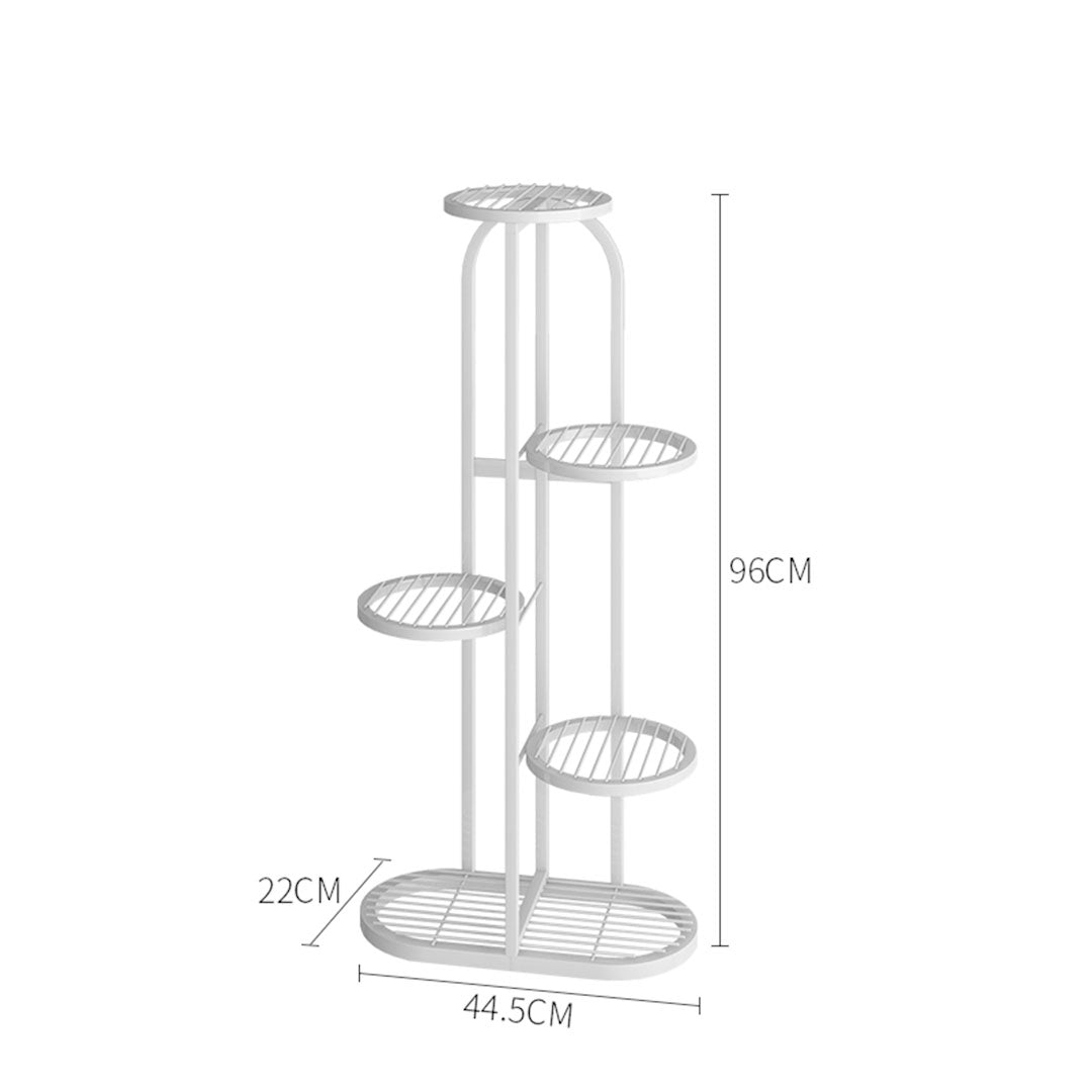 SOGA 5 Tier 6 Pots White Round Metal Plant Rack Flowerpot Storage Display Stand Holder Home Garden Decor