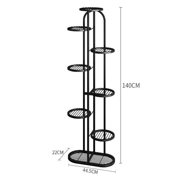 SOGA 8 Tier 9 Pots Black Round Metal Plant Rack Flowerpot Storage Display Stand Holder Home Garden Decor