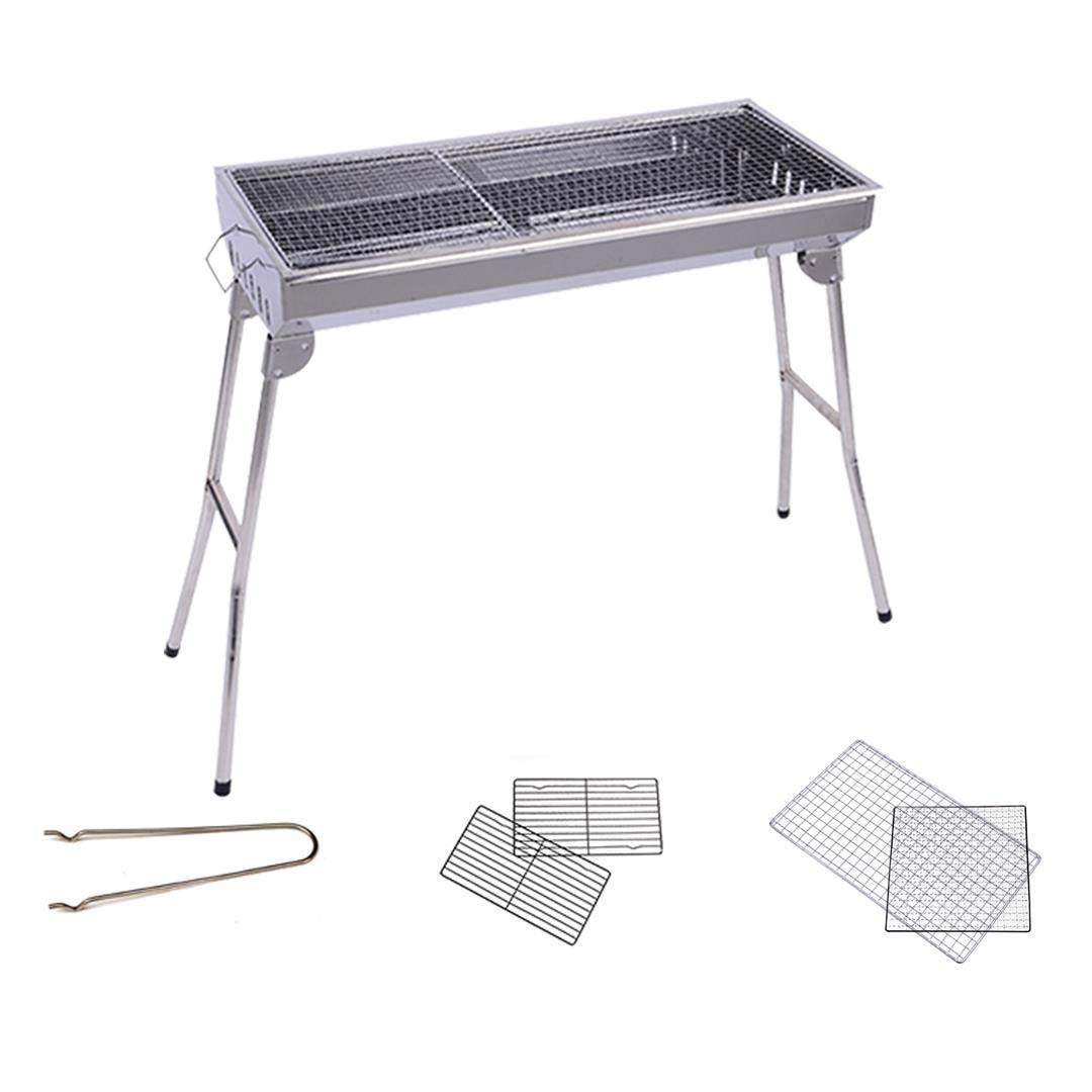 SOGA 2x Skewers Grill Portable Stainless Steel Charcoal BBQ Outdoor 6-8 Persons