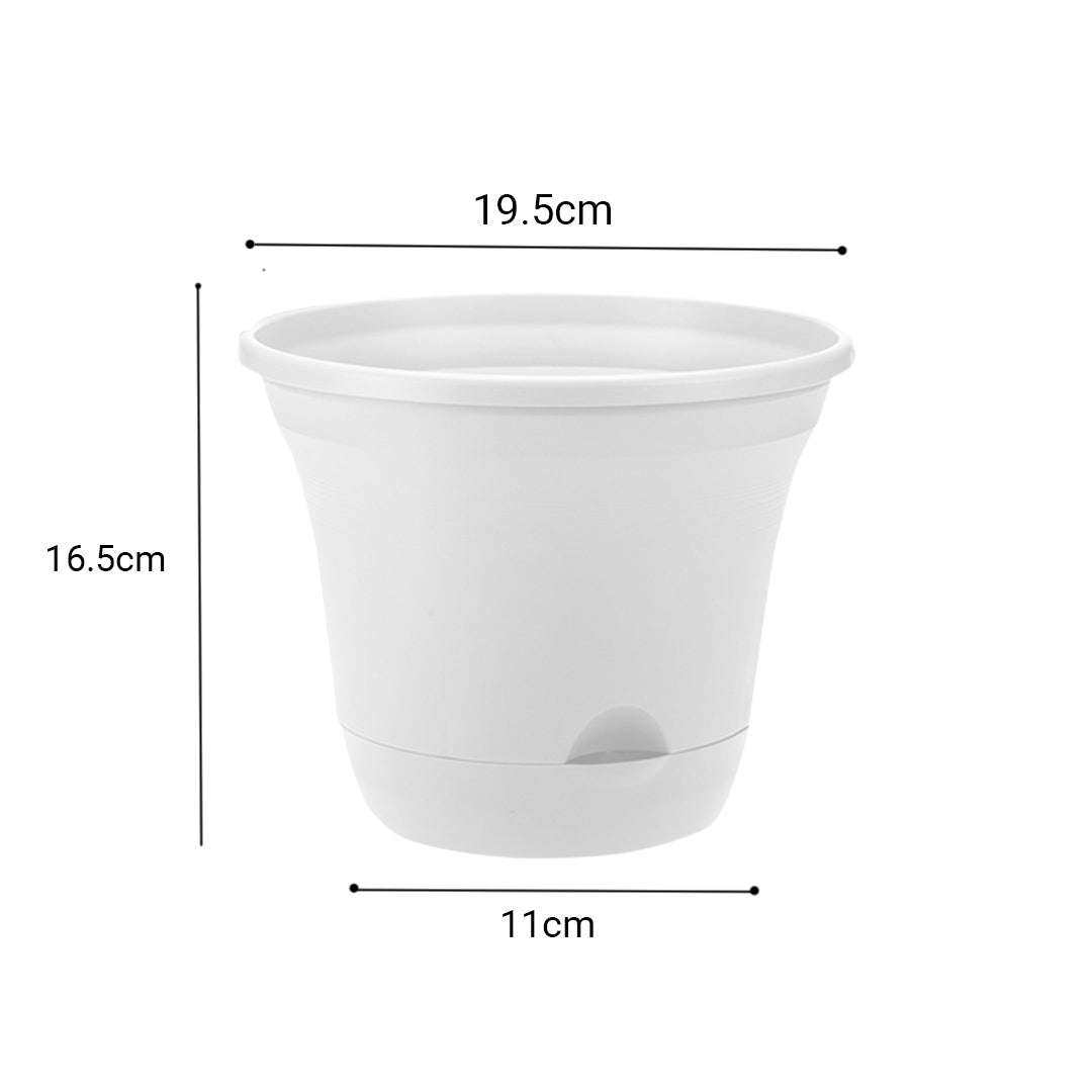 SOGA 19.5cm White Plastic Plant Pot Self Watering Planter Set of 3