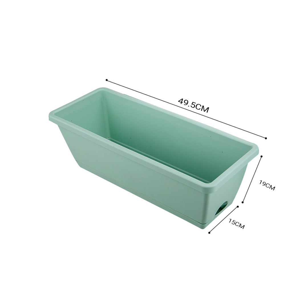 SOGA 49.5cm Green Rectangular Planter Vegetable Herb Flower Outdoor Plastic Box with Holder Balcony Garden Decor Set of 3