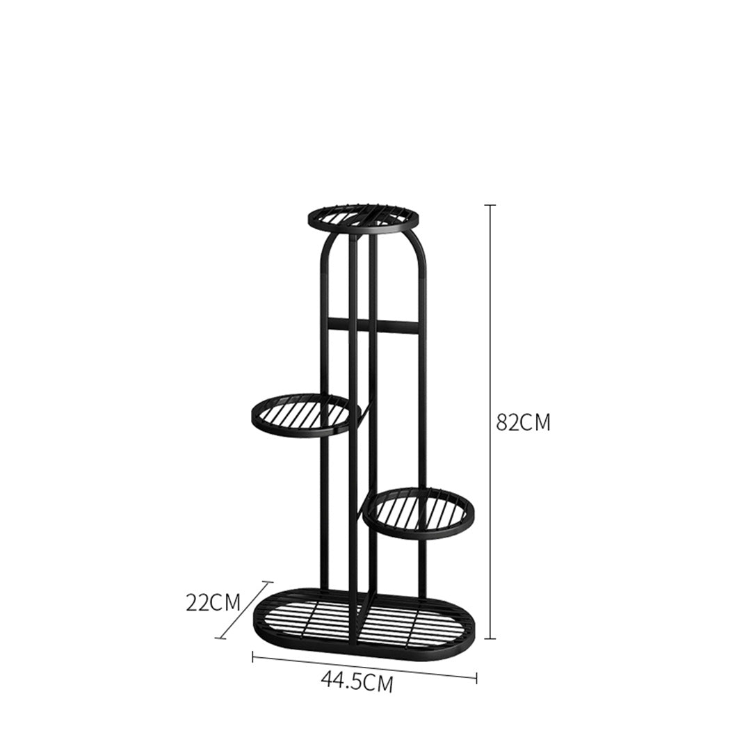 SOGA 4 Tier 5 Pots Black Round Metal Plant Rack Flowerpot Storage Display Stand Holder Home Garden Decor