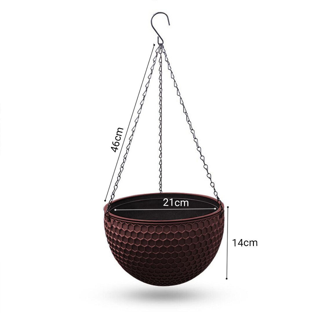 SOGA Coffee Medium Hanging Resin Flower Pot Self Watering Basket Planter