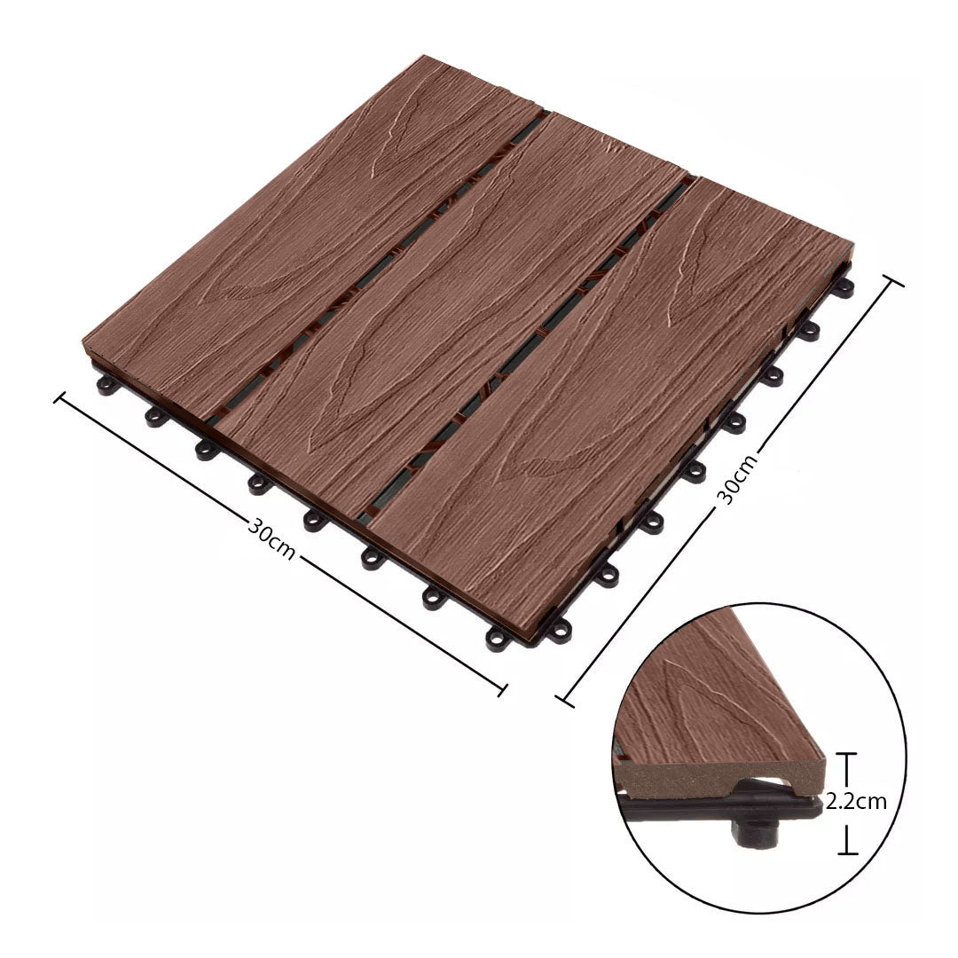 SOGA 11 pcs Dark Chocolate DIY Wooden Composite Decking Tiles Backyard Flooring