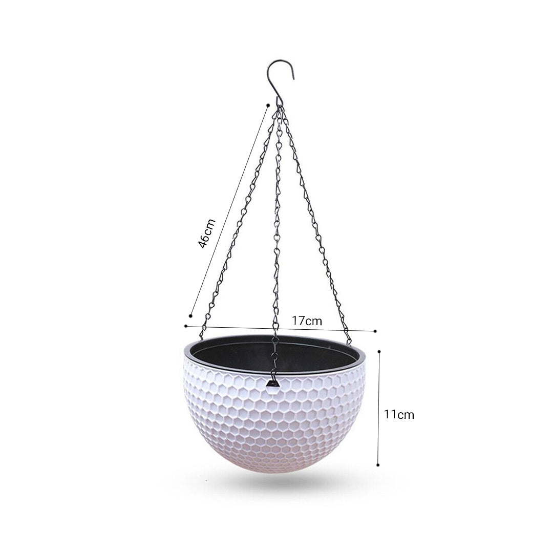 SOGA 2X White Small Hanging Resin Flower Pot Self Watering Basket Planter