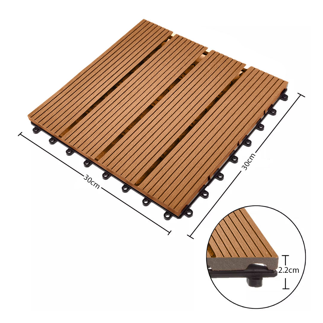 SOGA 11 pcs Coffee DIY Wooden Composite Decking Tiles Backyard Flooring