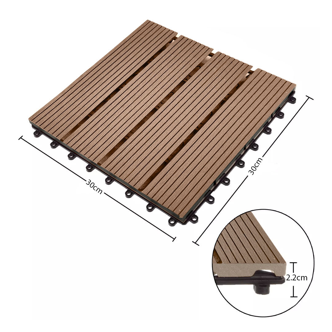 SOGA 2X 11 pcs Light Chocolate DIY Wooden Composite Decking Tiles Backyard Flooring