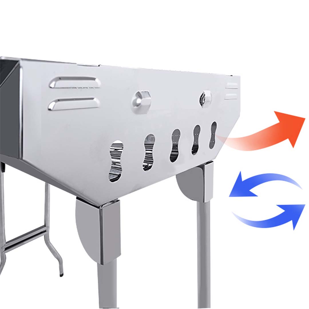 SOGA 2x Skewers Grill Portable Stainless Steel Charcoal BBQ Outdoor 6-8 Persons