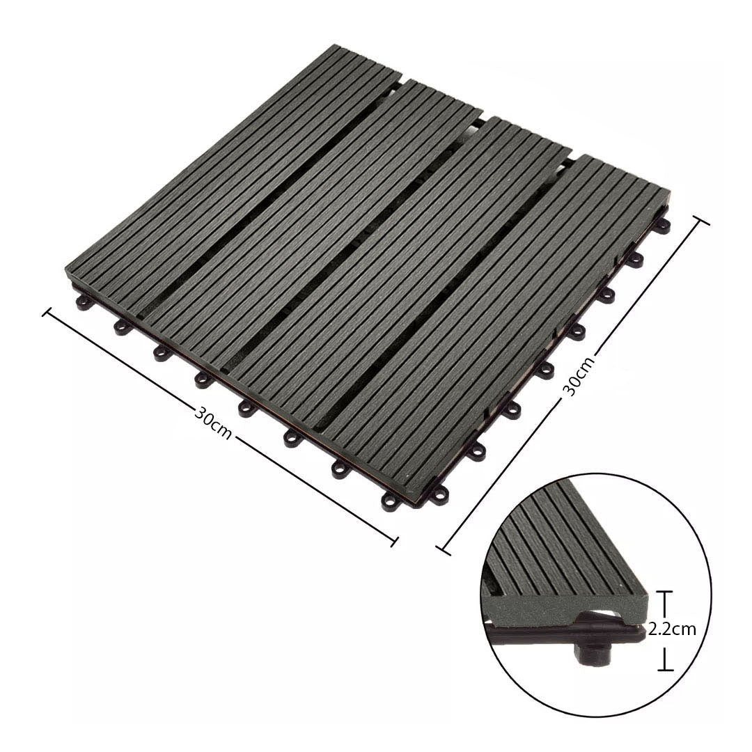 SOGA 11 pcs Grey DIY Wooden Composite Decking Tiles Backyard Flooring