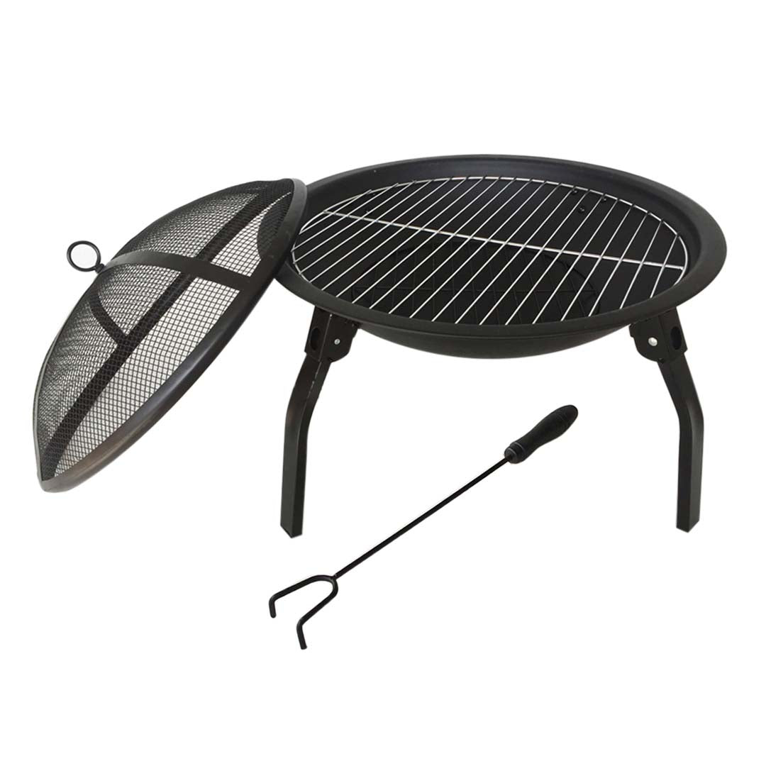 SOGA 2 in 1 Outdoor Portable Fold Fire Pit BBQ Grill Heater Fireplace 56cm