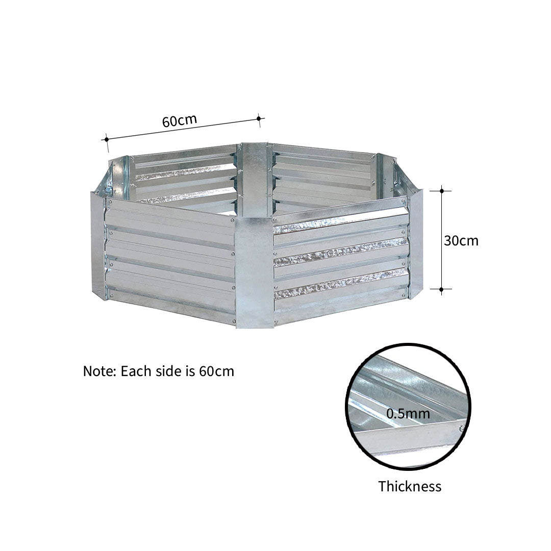 SOGA 60cm Hexagon Shape Galvanised Raised Garden Bed Vegetable Herb Flower Outdoor Planter Box