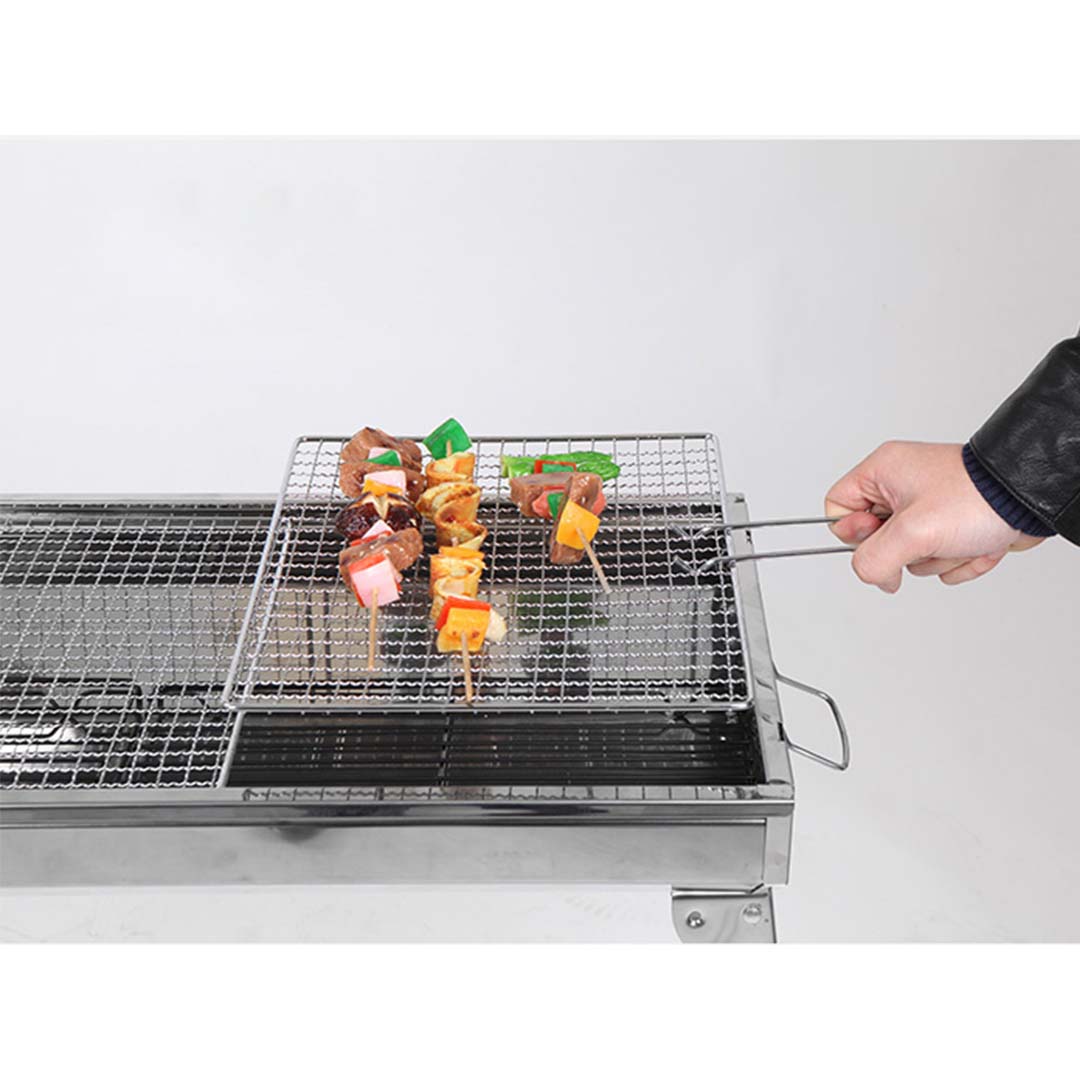 SOGA 2x Skewers Grill Portable Stainless Steel Charcoal BBQ Outdoor 6-8 Persons