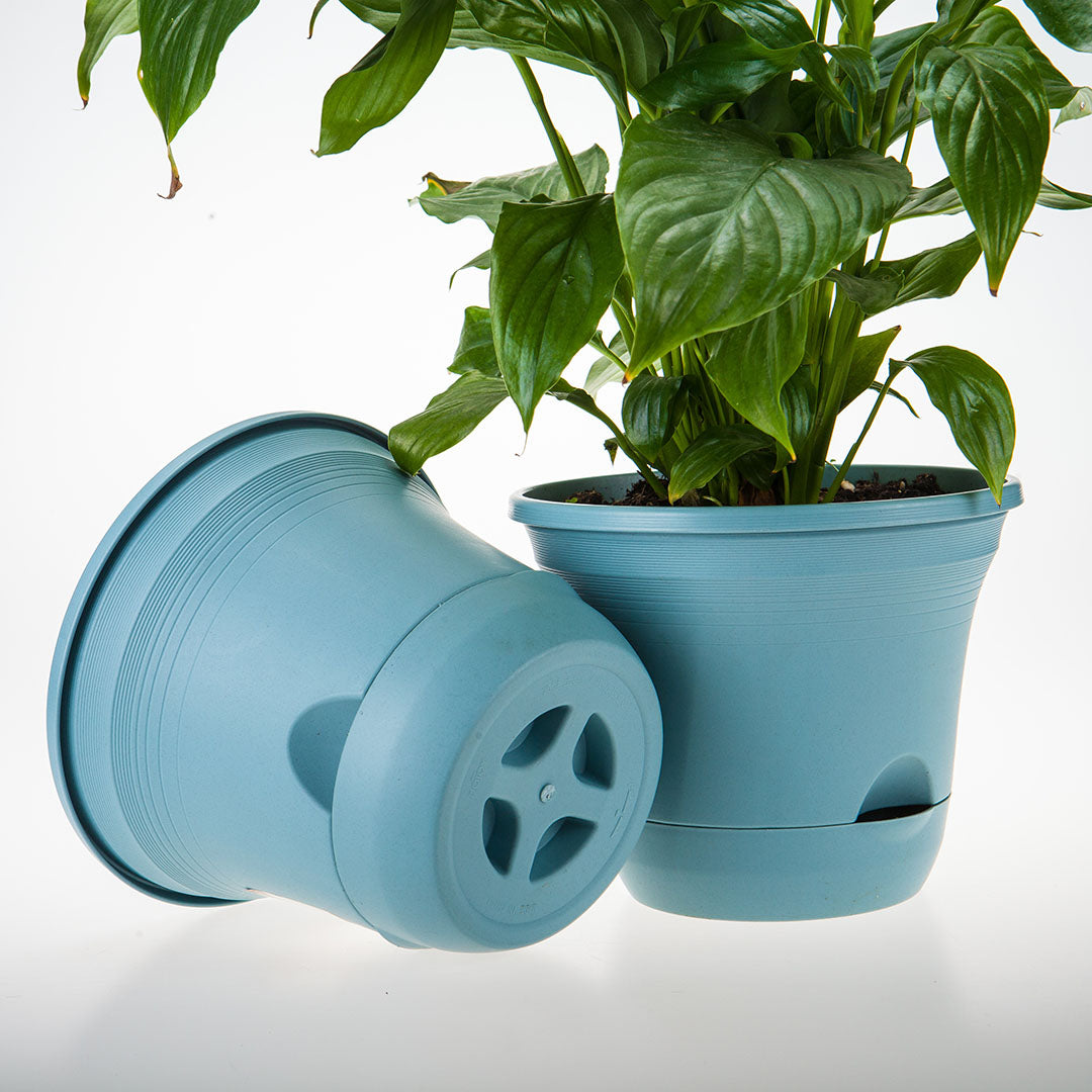 SOGA 19.5cm Blue Plastic Plant Pot Self Watering Planter Set of 2