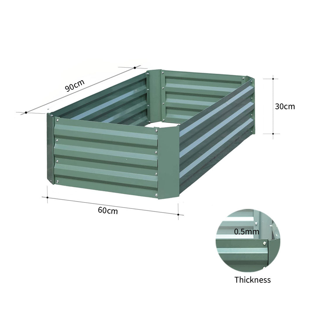 SOGA 90cm Rectangle Galvanised Raised Garden Bed Vegetable Herb Flower Outdoor Planter Box