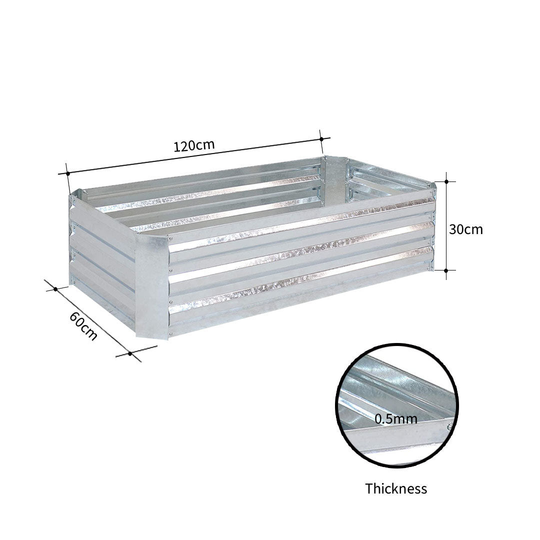 SOGA 2X 120cm Rectangle Galvanised Raised Garden Bed Vegetable Herb Flower Outdoor Planter Box