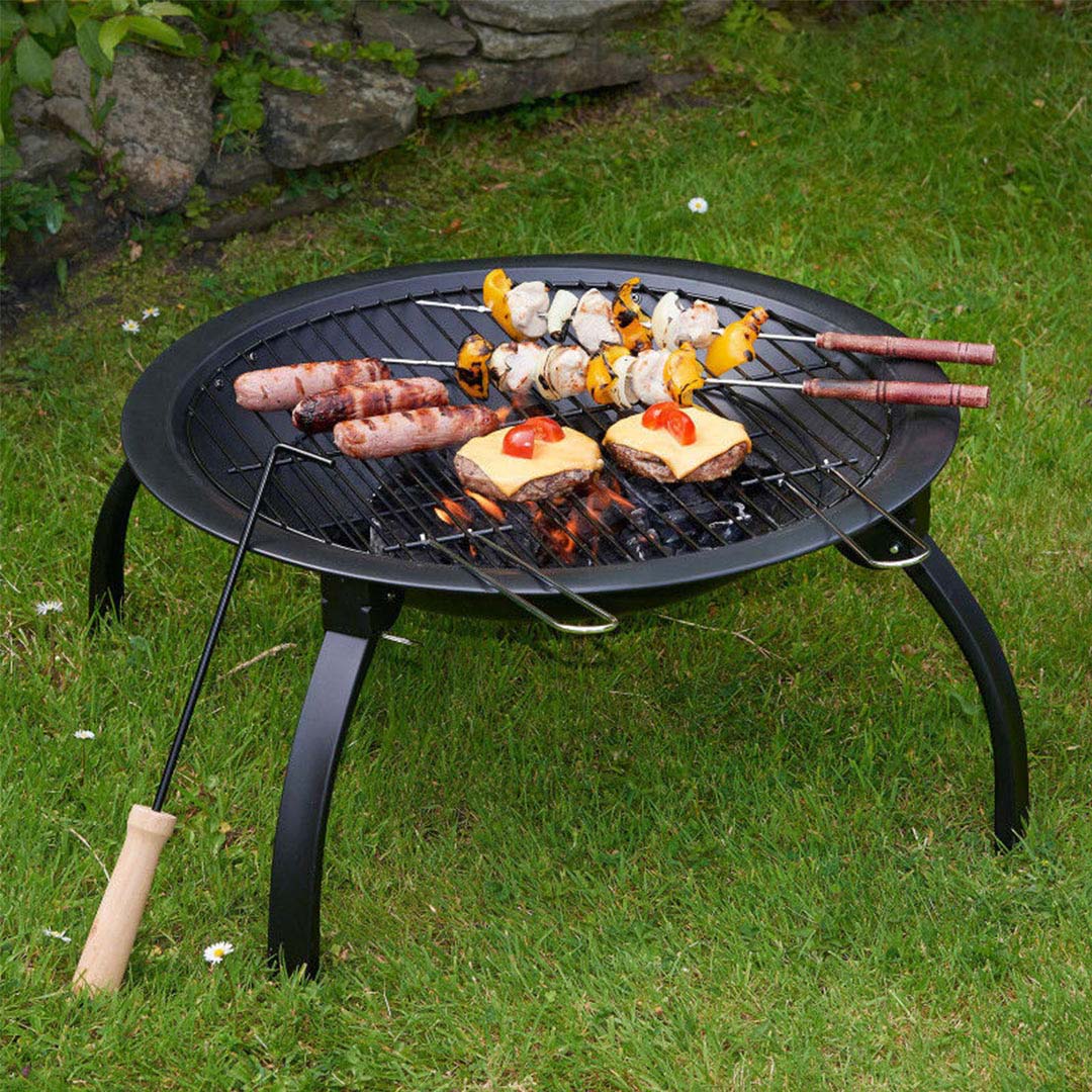 SOGA 2 in 1 Outdoor Portable Fold Fire Pit BBQ Grill Heater Fireplace 56cm