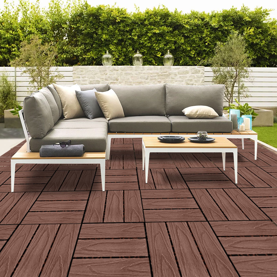 SOGA 2X 11 pcs Dark Chocolate DIY Wooden Composite Decking Tiles Backyard Flooring