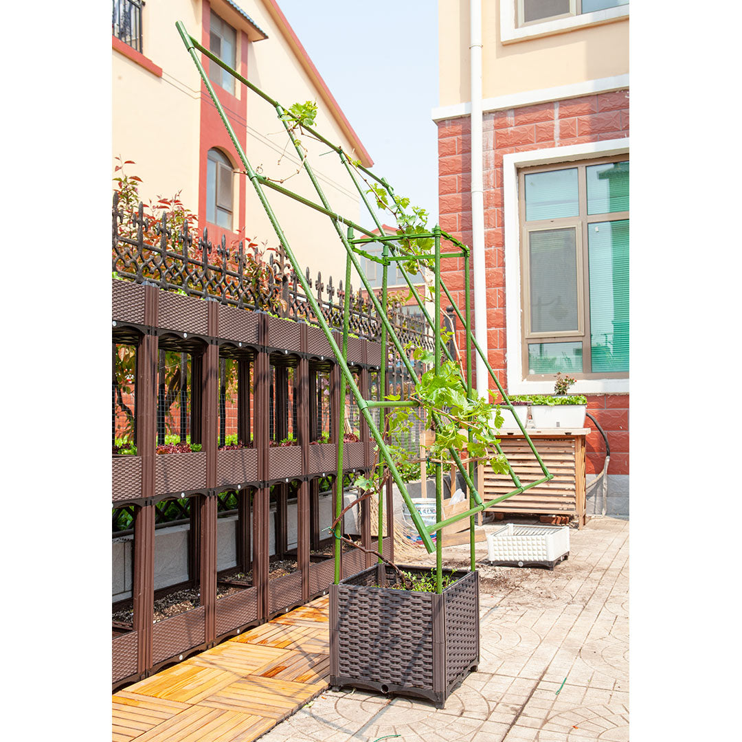 SOGA 160cm Rectangular Inclined Plant Frame Tube Pergola Trellis Vegetable Flower Herbs Outdoor Vine Support Garden Rack