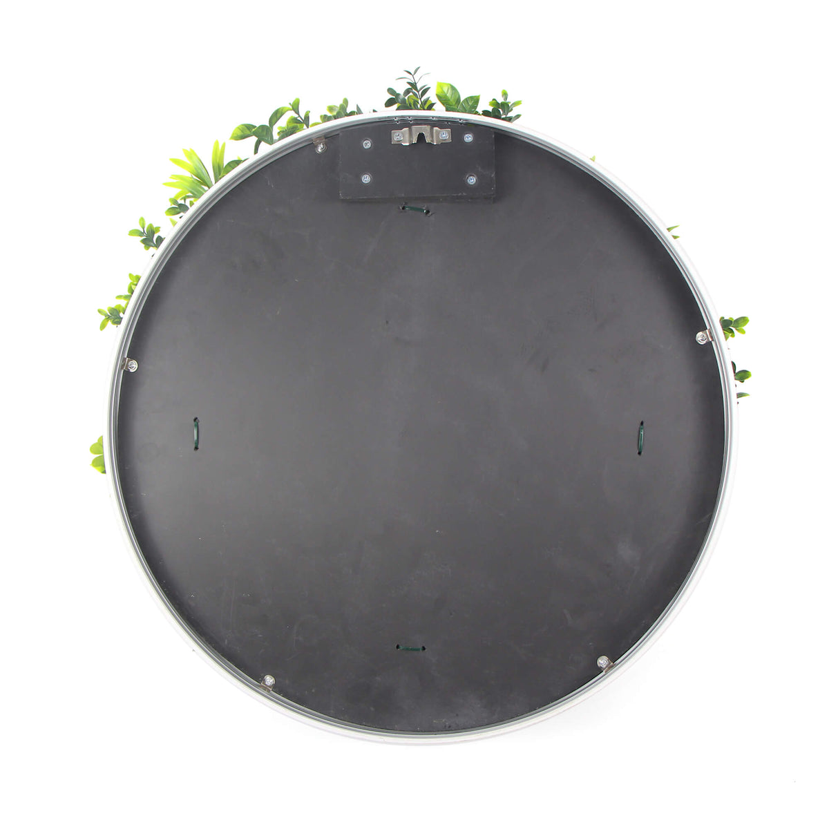 Slimline Flowering White Artificial Green Wall Disc UV Resistant 100cm Frame