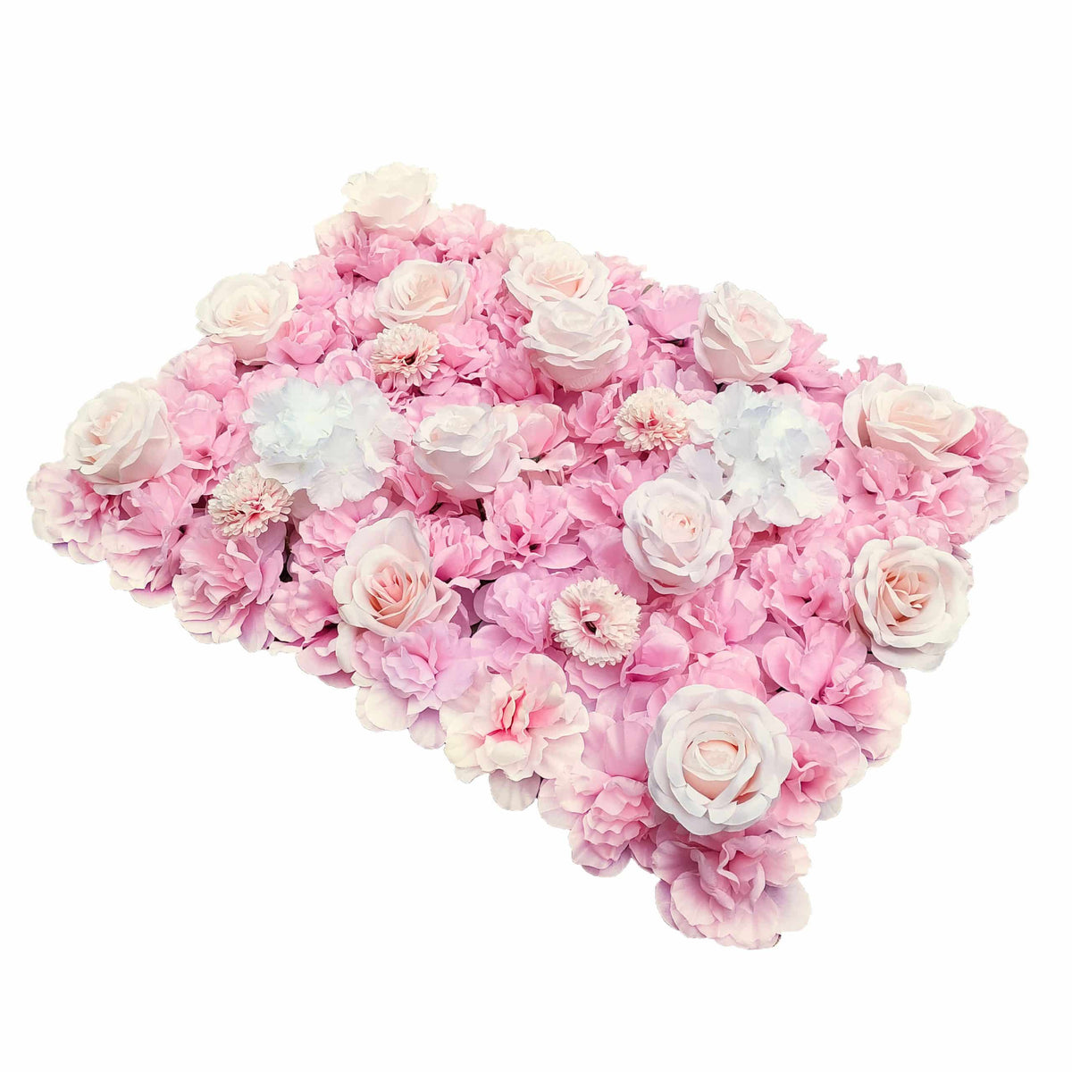 Artificial Flower Wall Backdrop Panel 40cm x 60cm Mixed White & Cream & Pink Flowers