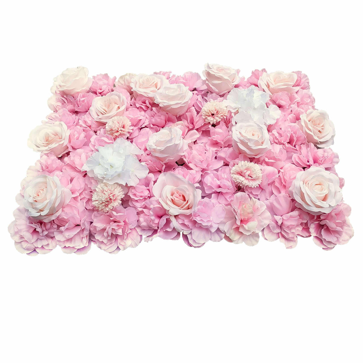 Artificial Flower Wall Backdrop Panel 40cm x 60cm Mixed White & Cream & Pink Flowers