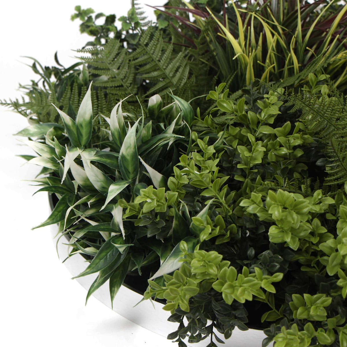 Slimline Artificial Green Wall Disc Art 60cm Green Field UV Resistant (Fresh White)