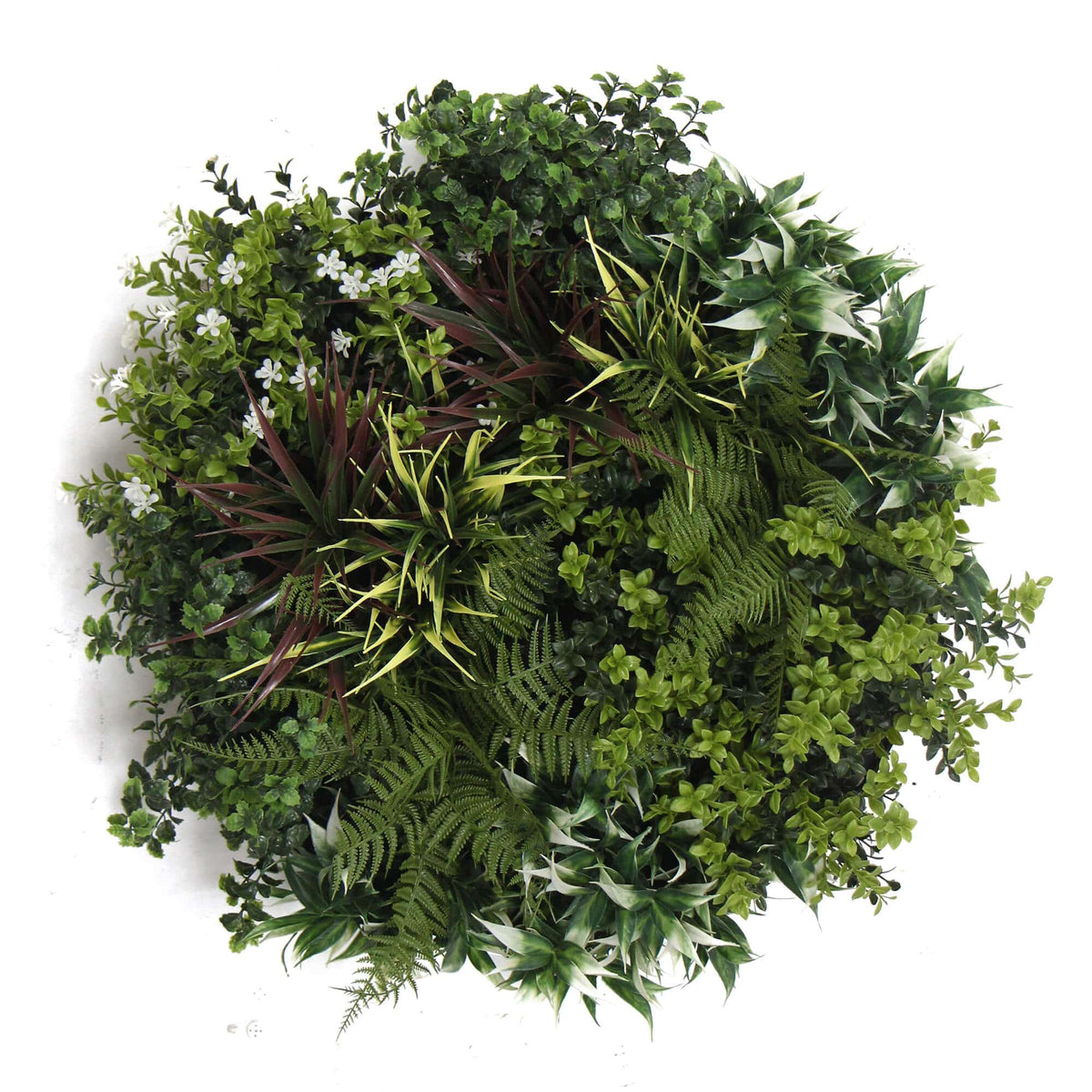 Slimline Artificial Green Wall Disc Art 60cm Green Field UV Resistant (Fresh White)