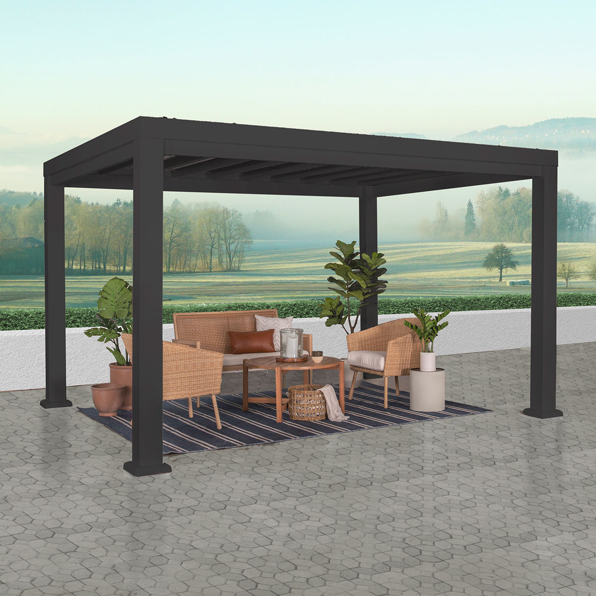 BYD Trenton Steel Pergola 3m x 3.6m x 2.3m (12ft x 10ft)