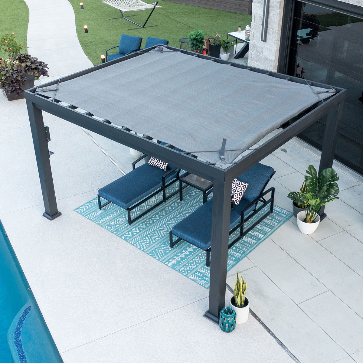 BYD Trenton Steel Pergola 3m x 3.6m x 2.3m (12ft x 10ft)