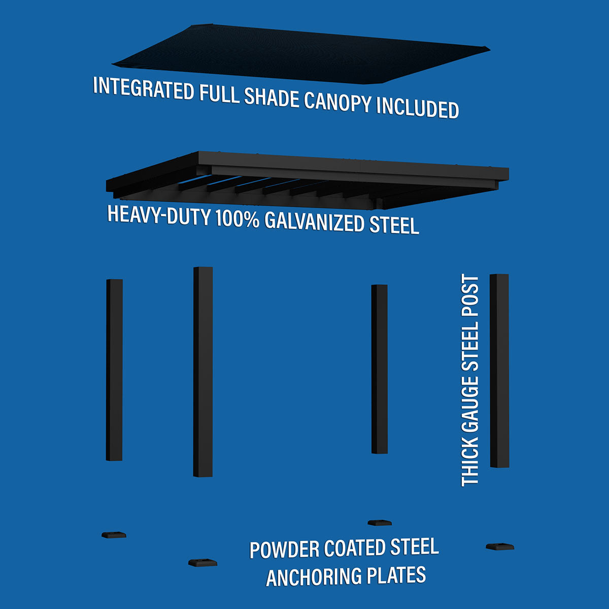 BYD Trenton Steel Pergola 3m x 3.6m x 2.3m (12ft x 10ft)