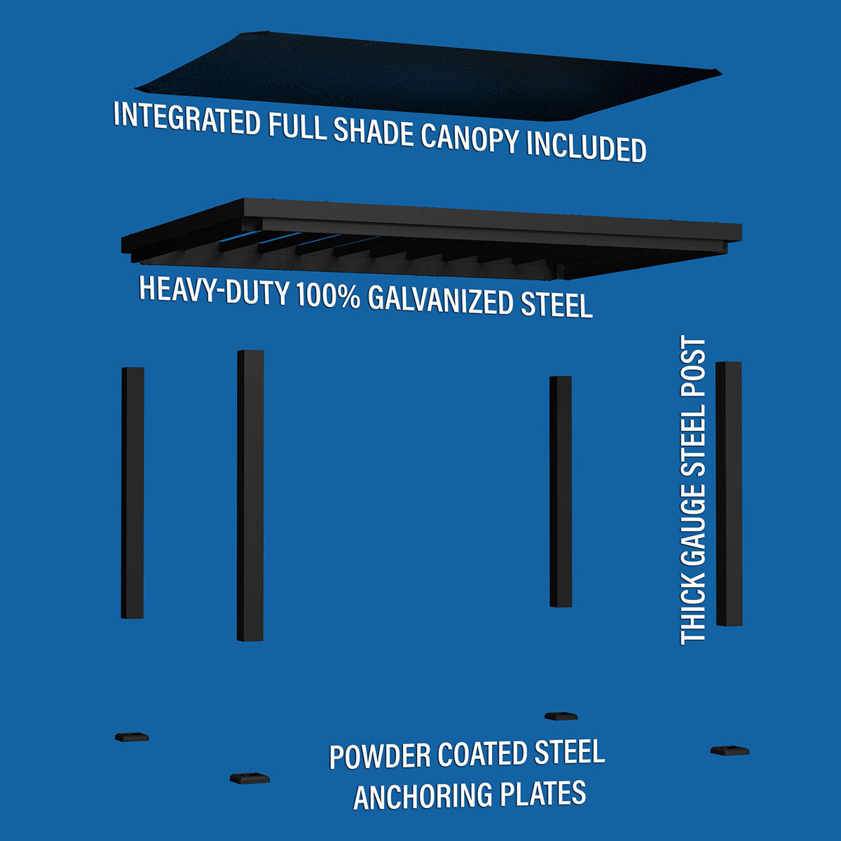 BYD Trenton Steel Pergola 3m x 4.3m x 2.3m (14ft x 10ft)