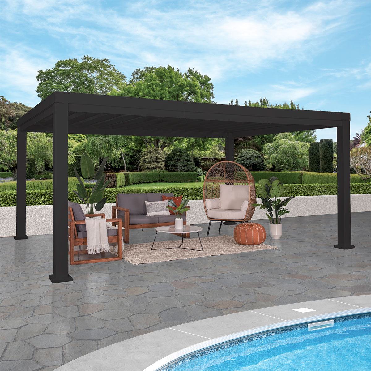 BYD Trenton Steel Pergola 3.6m x 4.9m x 2.3m (16ft x 12ft)