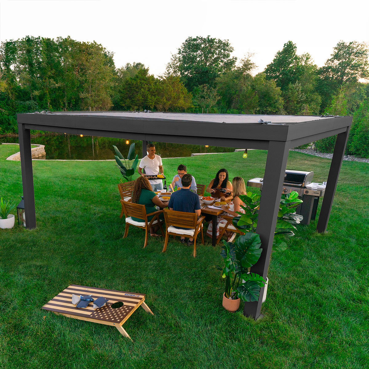 BYD Trenton Steel Pergola 3.6m x 4.9m x 2.3m (16ft x 12ft)