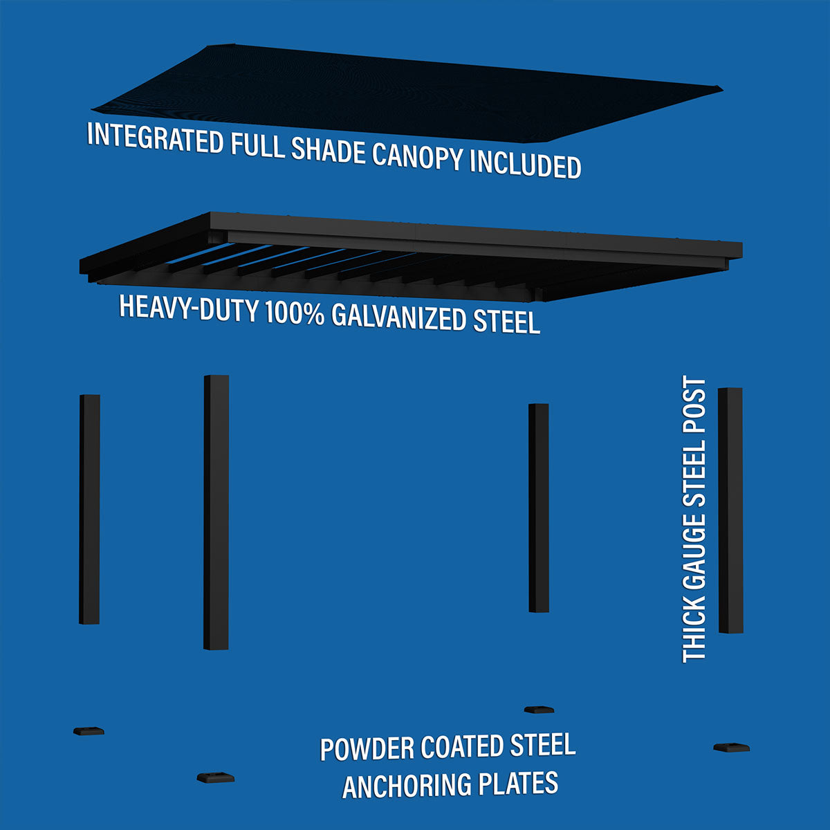 BYD Trenton Steel Pergola 3.6m x 4.9m x 2.3m (16ft x 12ft)