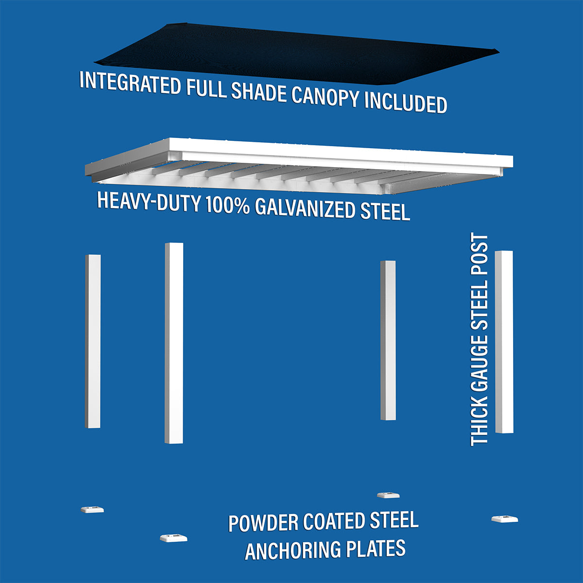 BYD Windham Steel Pergola 3m x 3.6m x 2.3m (12ft x 10ft)