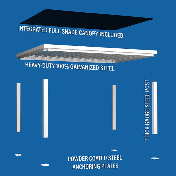 BYD Windham Steel Pergola 3.6m x 4.9m x 2.3m (16ft x 12ft)