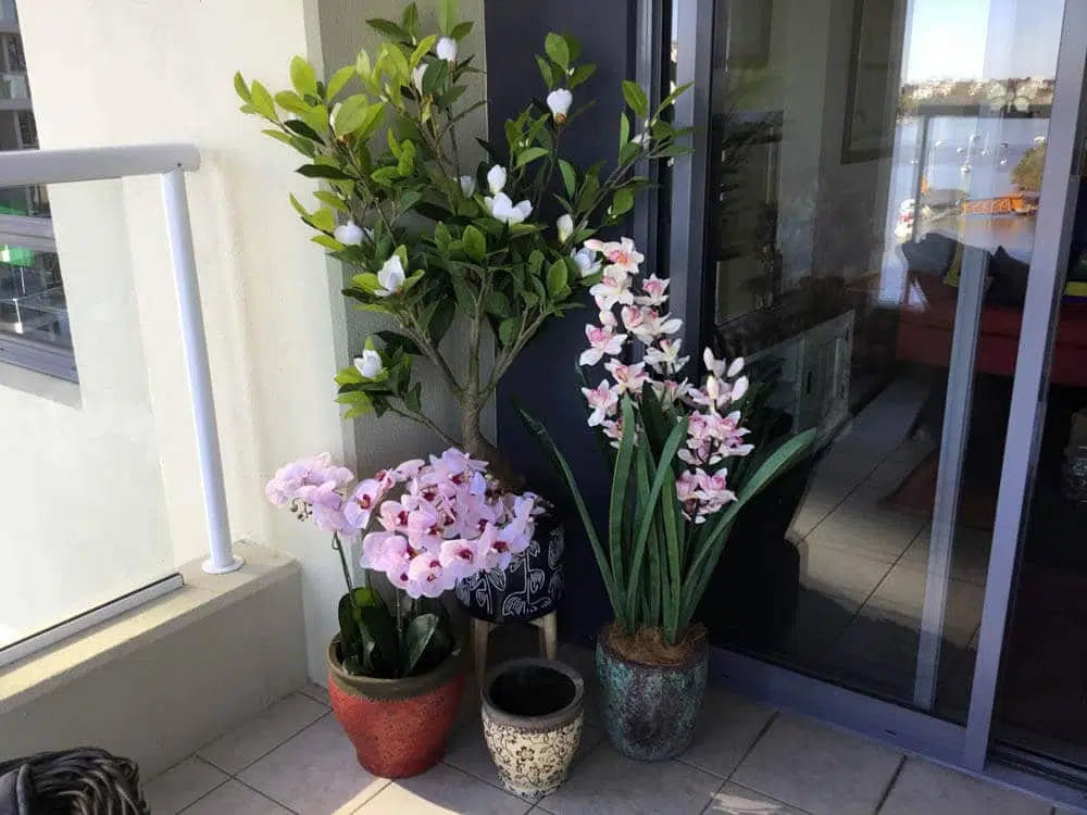 66cm Multi Stem Butterfly Artificial Potted Orchid With Pink Flowers