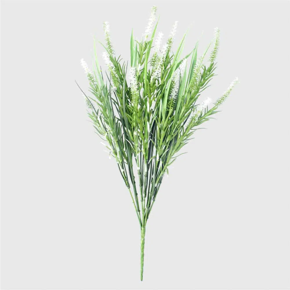 Long Artificial Lavender Stem (White) 50cm UV Resistant