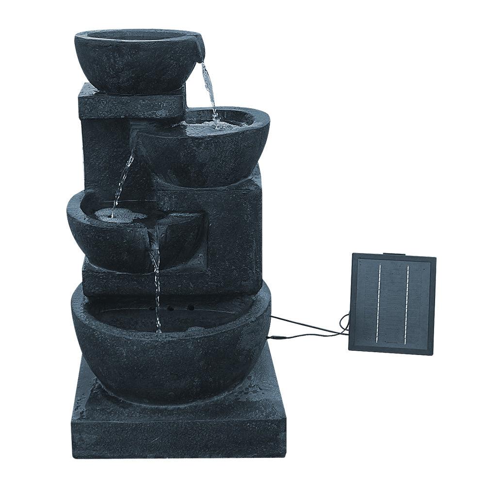 Gardeon Solar Water Feature with LED Lights 4-Tier Blue 72cm