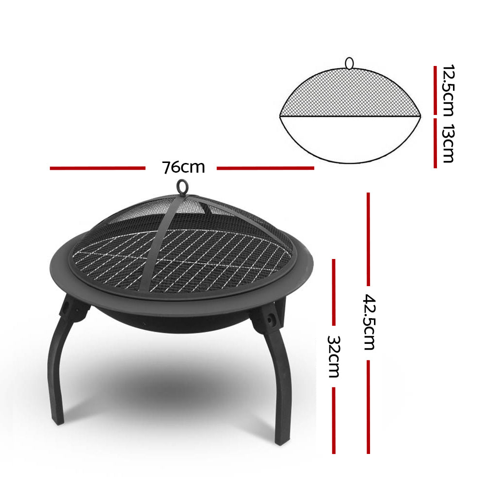 Fire Pit BBQ Charcoal Grill Smoker Portable Outdoor Camping Garden Pits 30&quot;