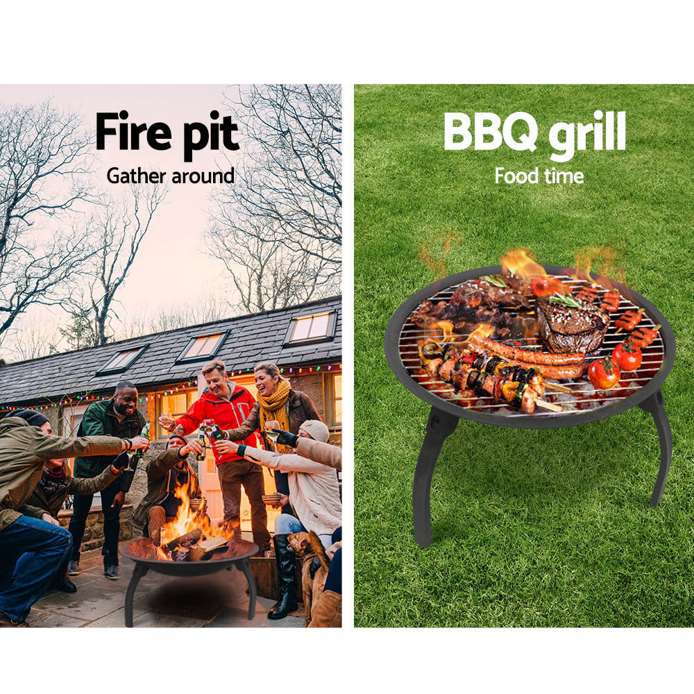 Fire Pit BBQ Charcoal Grill Smoker Portable Outdoor Camping Garden Pits 30&quot;