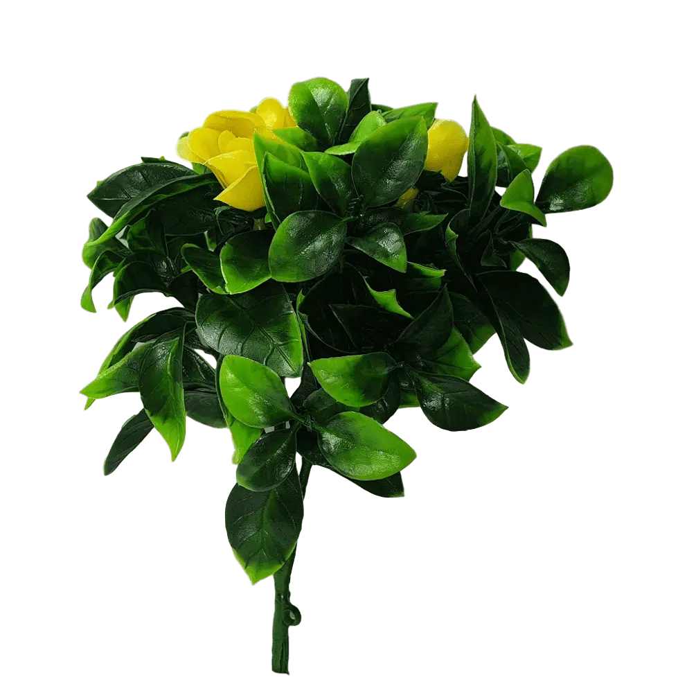 Flowering Yellow Rose Stem UV Resistant 30cm