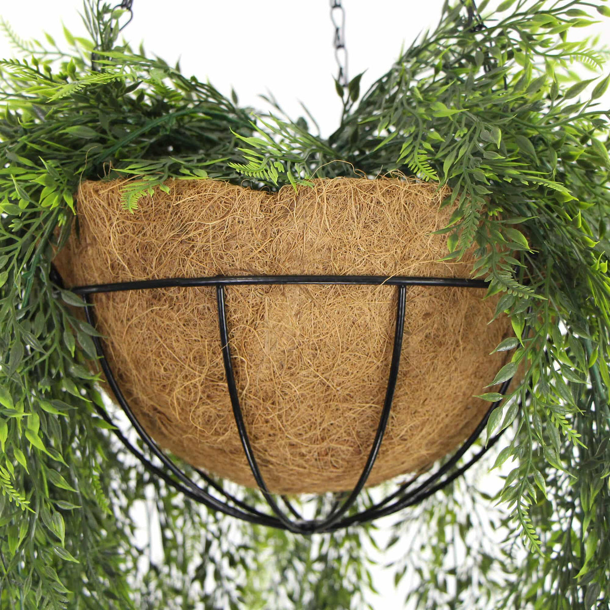 Haning Mixed Green Artificial Fern Foliage Hanging Basket 135cm UV Resistant