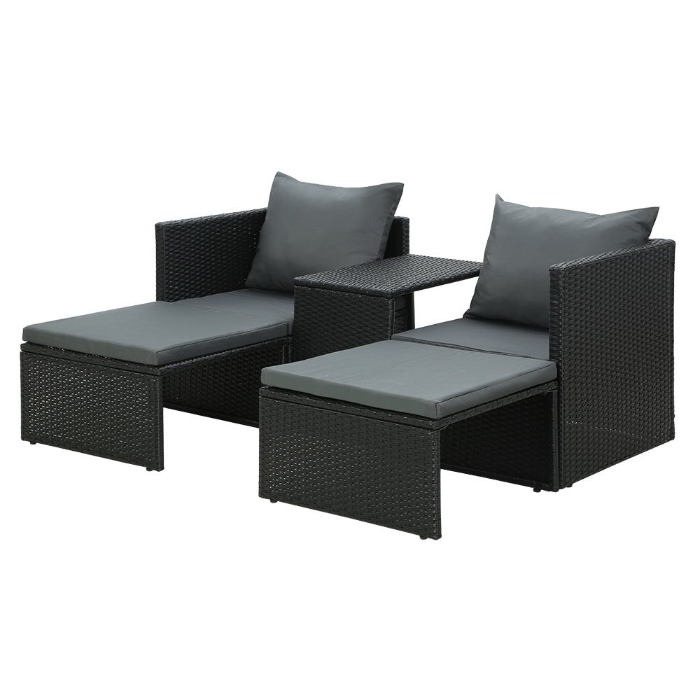 Gardeon Sofas and Day Bed Lounge Interchangeable Design - Black