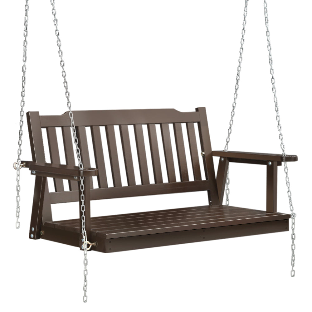 Gardeon Porch Swing Chair with Chain 2-Seater - Wooden Brown