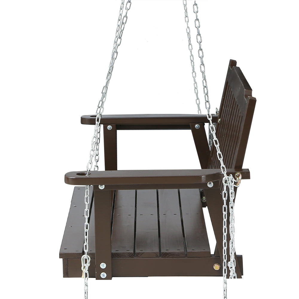 Gardeon Porch Swing Chair with Chain 2-Seater - Wooden Brown