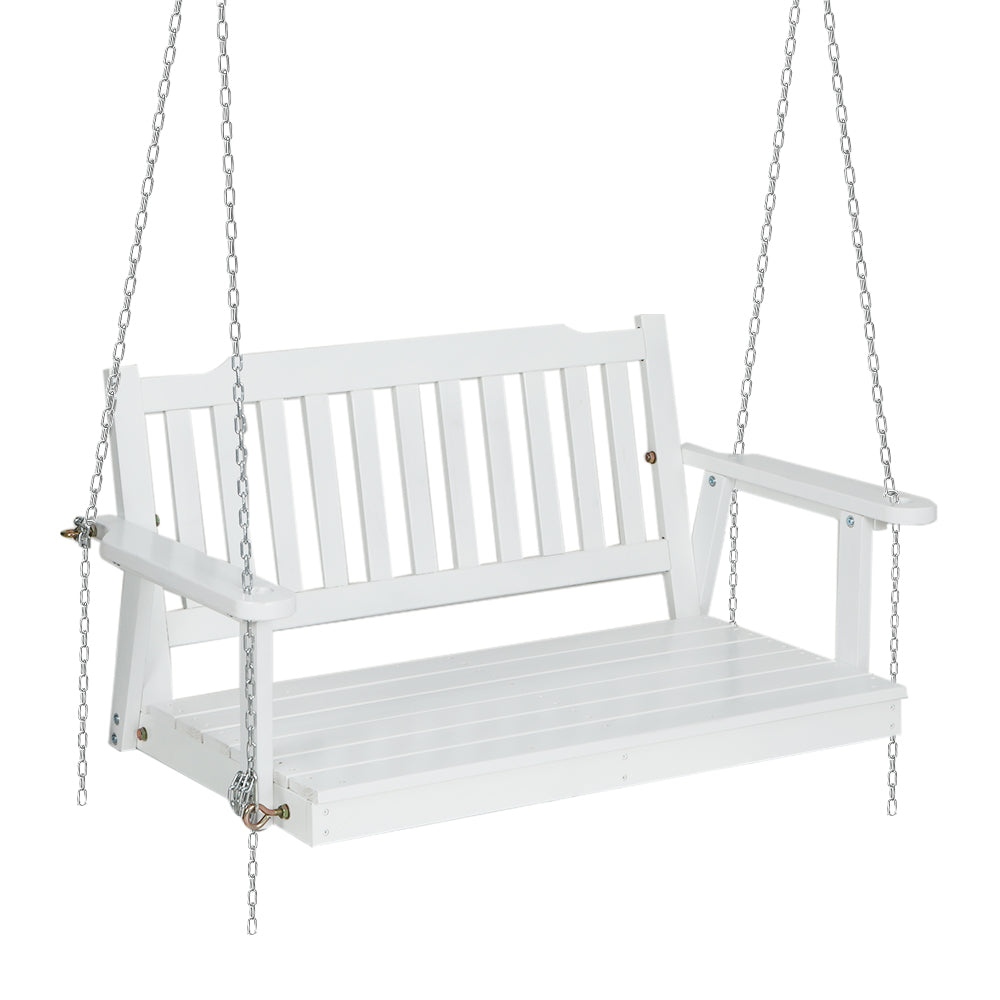 Gardeon Porch Swing Chair with Chain 2-Seater - Wooden White