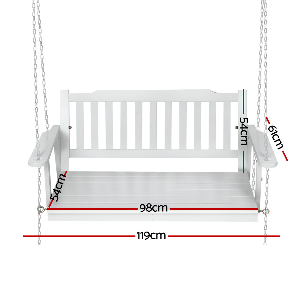 Gardeon Porch Swing Chair with Chain 2-Seater - Wooden White