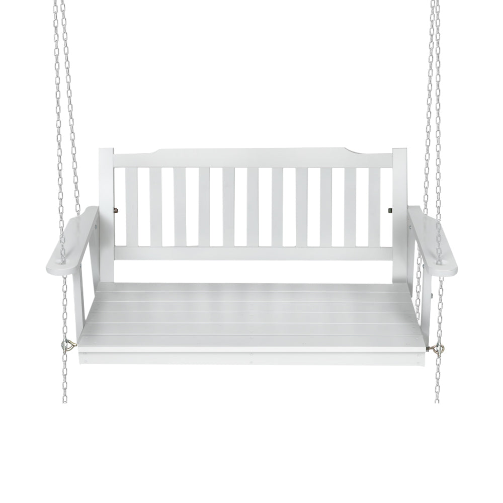 Gardeon Porch Swing Chair with Chain 2-Seater - Wooden White